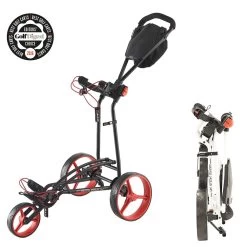 Big Max Autofold FF 3-Wheel Push Trolley - Black/Red -GOLF PRO SHOP big max autofold ff 3 wheel push trolley blackred 3
