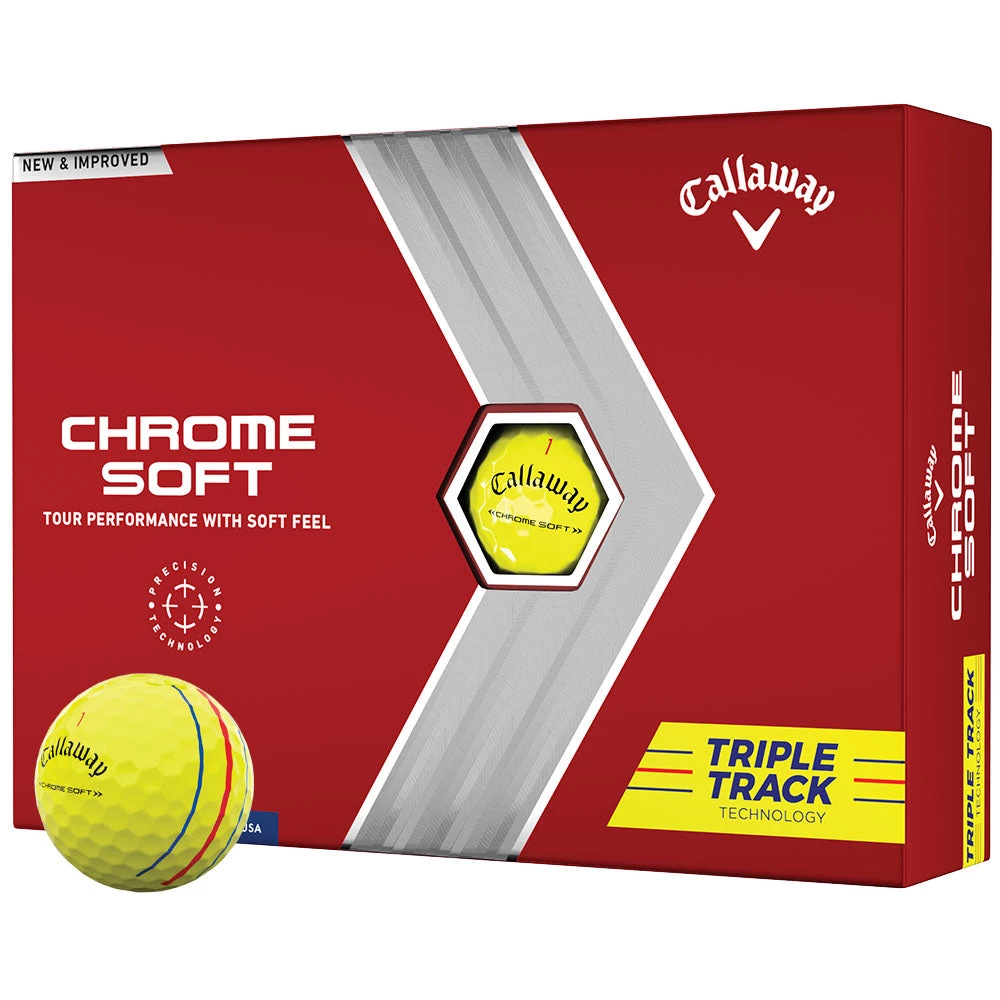 Callaway Chrome Soft Triple Track Golf Balls - Yellow - 12 Pack 3 Callaway Chrome Soft Triple Track Golf Balls - Yellow - 12 Pack