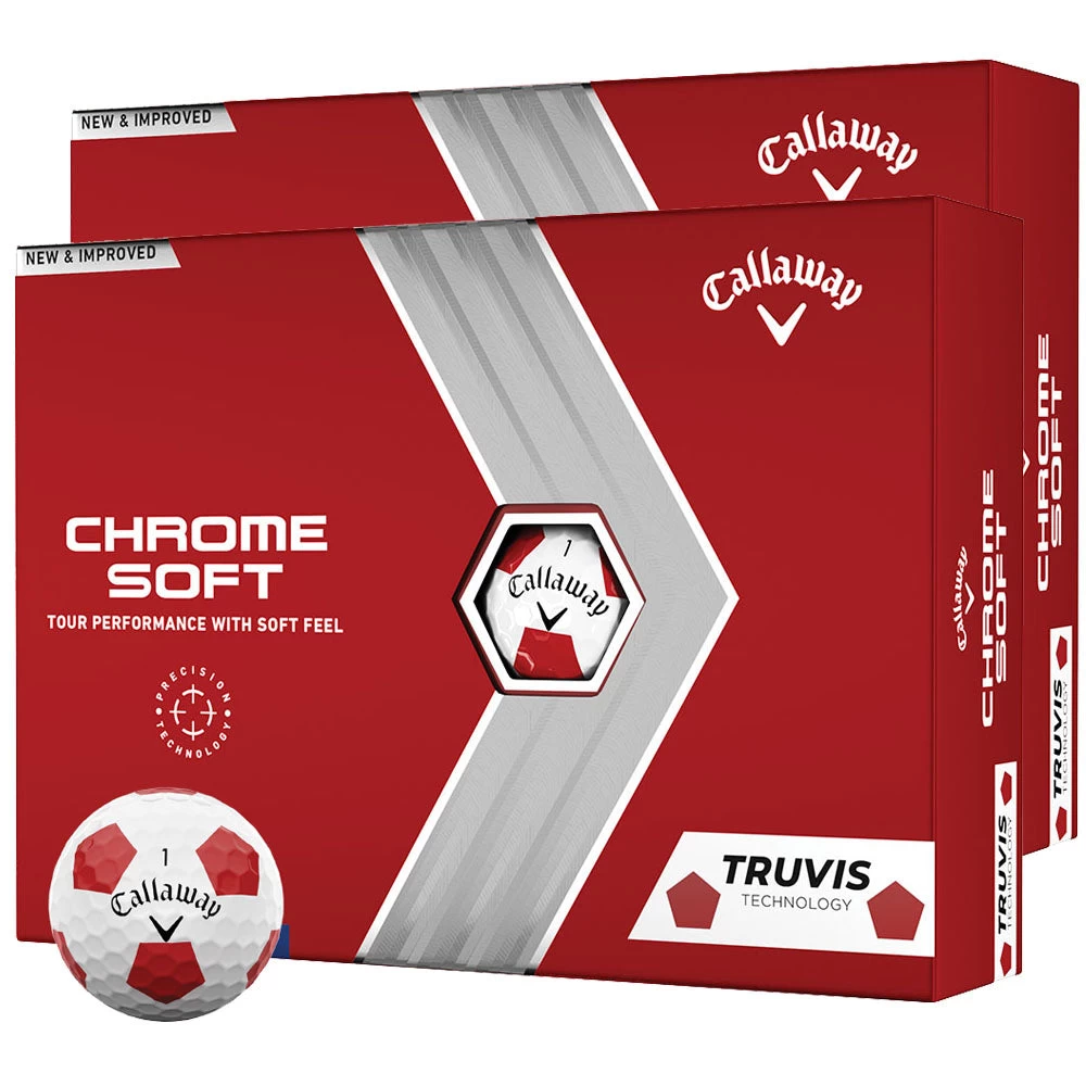 Callaway Chrome Soft Truvis Golf Balls - Red - Double Dozen 3 Callaway Chrome Soft Truvis Golf Balls - Red - Double Dozen