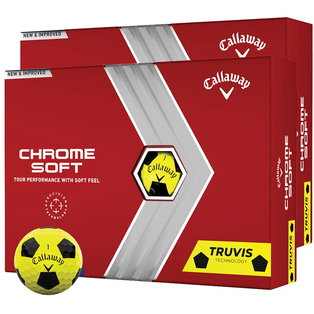 Callaway Chrome Soft Truvis Golf Balls - Yellow/Black - Double Dozen 3 Callaway Chrome Soft Truvis Golf Balls - Yellow/Black - Double Dozen