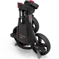 PowaKaddy DLX-Lite FF 3-Wheel Push Trolley - Gunmetal/Red Trim -GOLF PRO SHOP dlx lite red 4