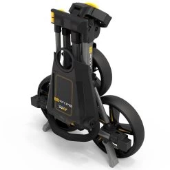 PowaKaddy DLX-Lite FF 3-Wheel Push Trolley - Gunmetal/Yellow Trim -GOLF PRO SHOP dlx lite yellow 4