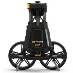 PowaKaddy DLX-Lite FF 3-Wheel Push Trolley - Gunmetal/Yellow Trim -GOLF PRO SHOP dlx lite yellow 5