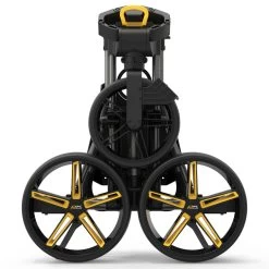 PowaKaddy DLX-Lite FF 3-Wheel Push Trolley - Gunmetal/Yellow Trim -GOLF PRO SHOP dlx lite yellow 6