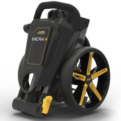 PowaKaddy Micra 3-Wheel Push Trolley - Gunmetal/Yellow -GOLF PRO SHOP powakaddy micra yellow 2