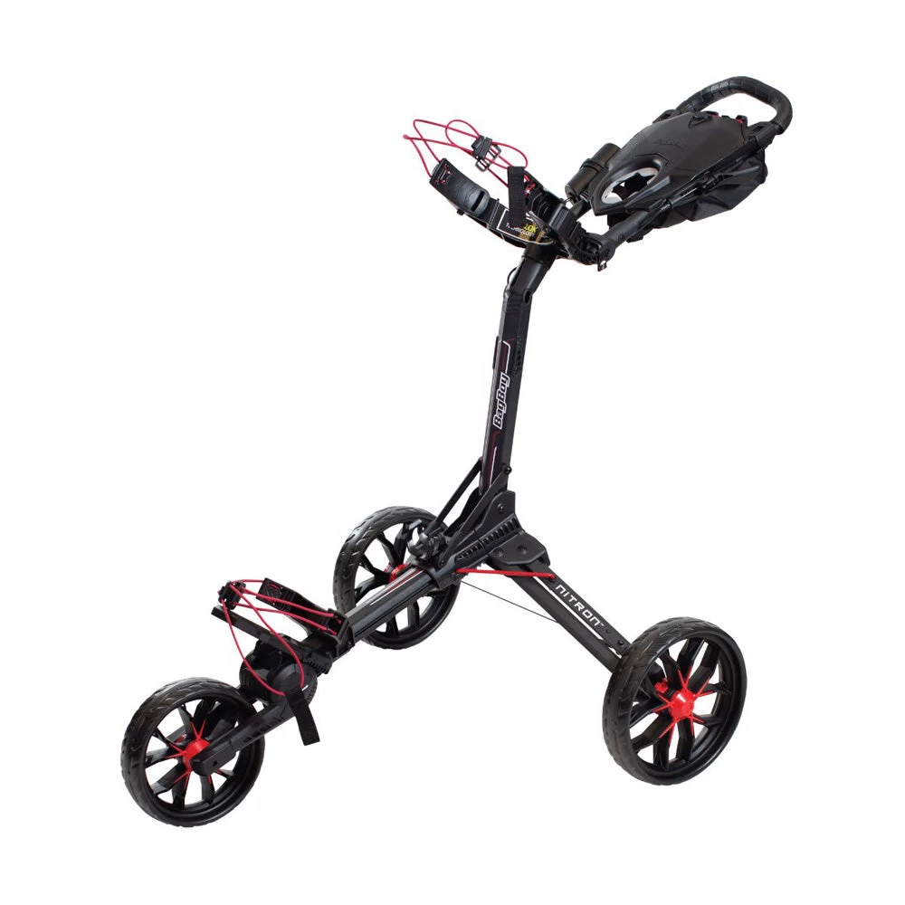 BagBoy Nitron Auto Open 3-Wheel Push Trolley - Black/Red 3 BagBoy Nitron Auto Open 3-Wheel Push Trolley - Black/Red