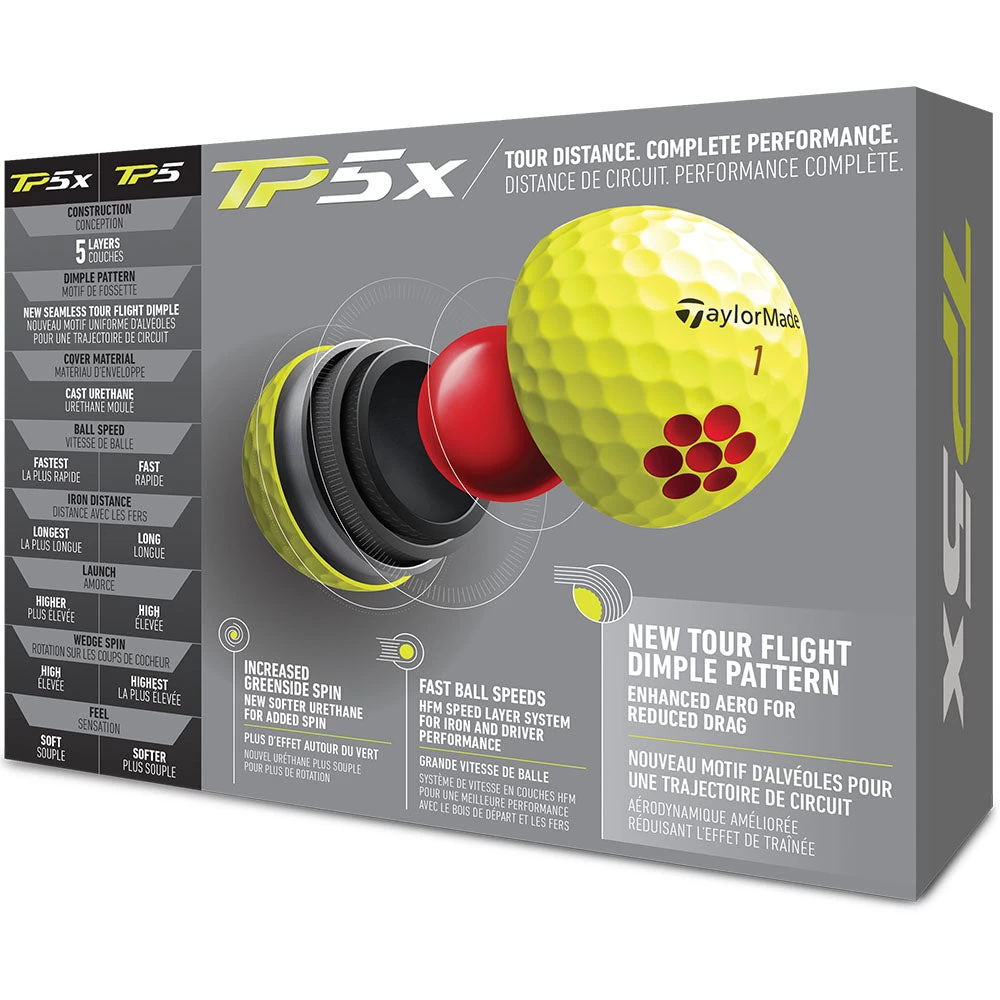 TaylorMade TP5x Golf Balls - Yellow - Double Dozen 5 TaylorMade TP5x Golf Balls - Yellow - Double Dozen - Image 3